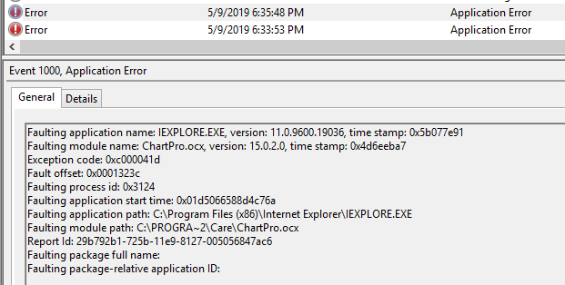application error iexplore.exe event id 1000